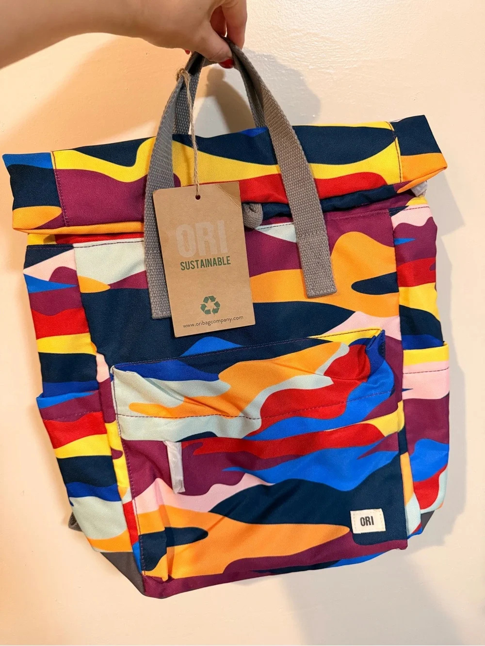 ORI Sustainable Multicolor Roll-Top Backpack